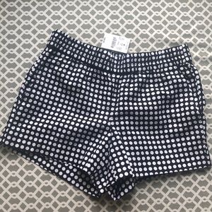 new w/ tags jcrew black & white polka dots shorts